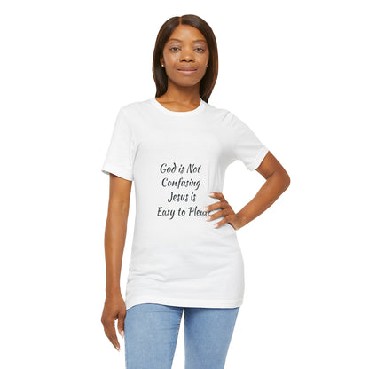 The Truth Man Show Unisex Jersey Tee - "God is Not Confusing, Jesus is Easy to Please"