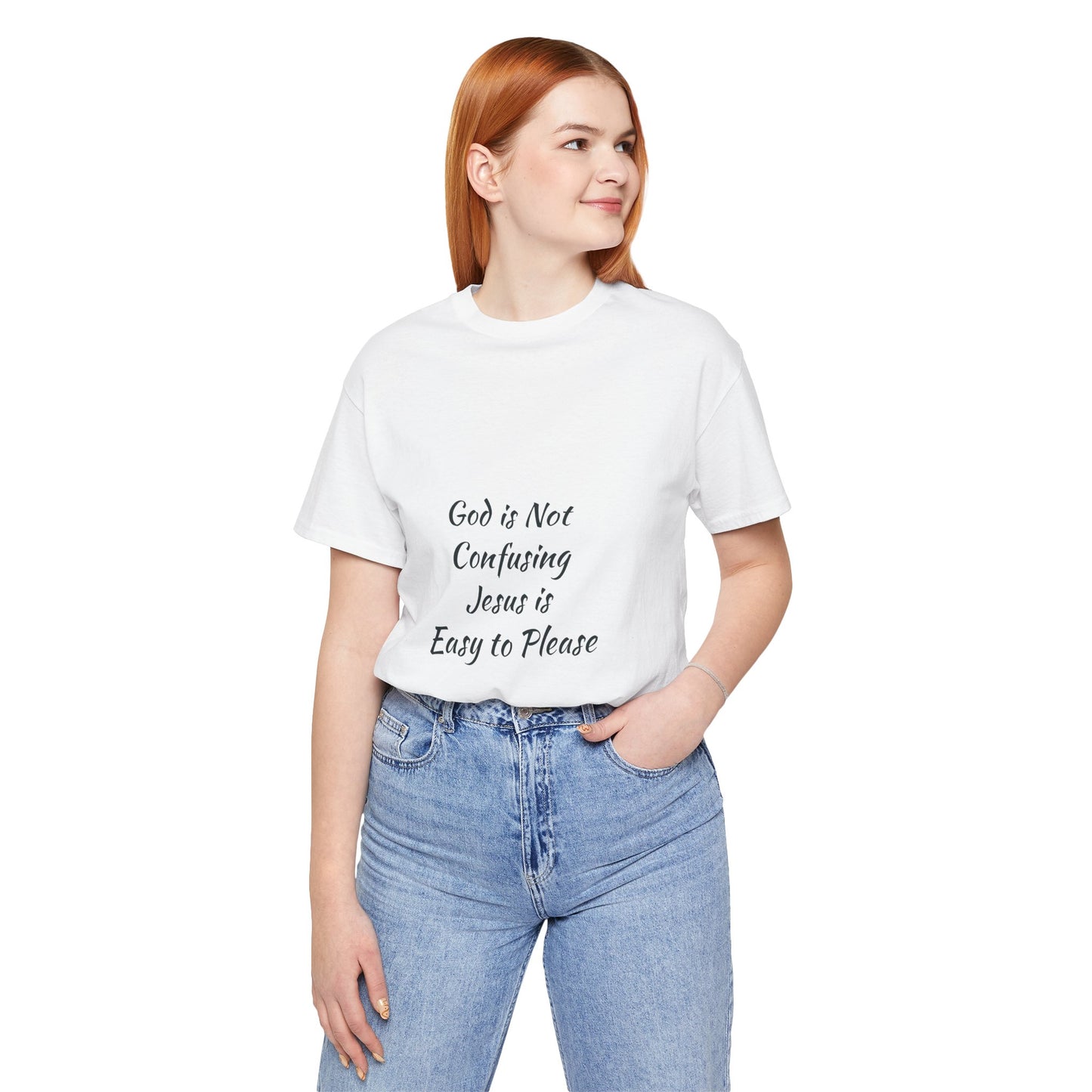 The Truth Man Show Unisex Jersey Tee - "God is Not Confusing, Jesus is Easy to Please"