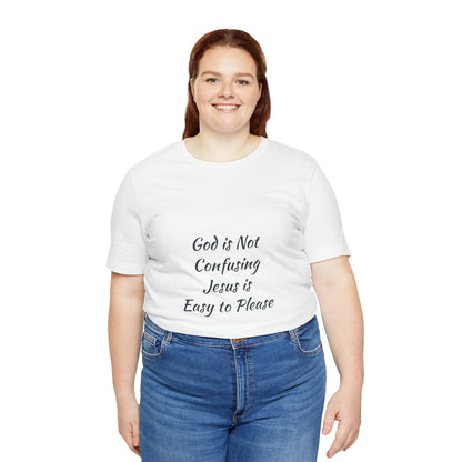 The Truth Man Show Unisex Jersey Tee - "God is Not Confusing, Jesus is Easy to Please"