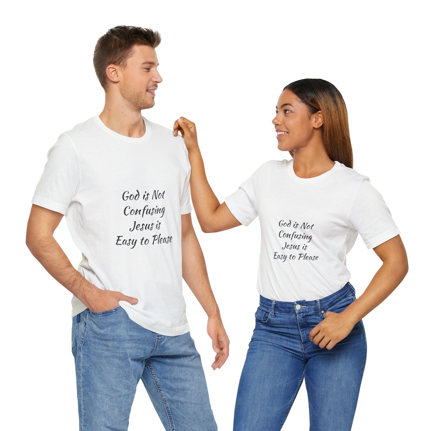 The Truth Man Show Unisex Jersey Tee - "God is Not Confusing, Jesus is Easy to Please"